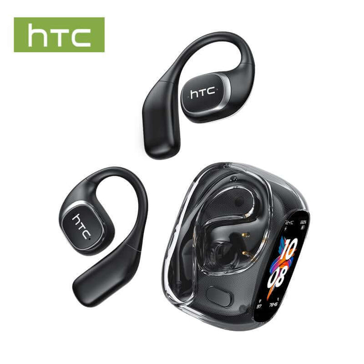 HTC NE11 Open Ear Wireless Earbuds, OWS Touchscreen Bluetooth Wireless Headphones, Bluetooth 6.0 Earphones, Long Battery Life Earbuds IPX5 Waterproof Sports Headphones with Long Endurance, Audio Wireless Earbuds for Music & Phone Calls