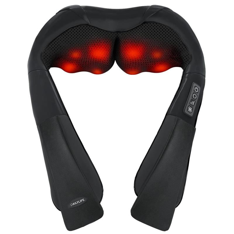 Shiatsu Neck & Back Massager with Heat – 3‑Speed Deep Tissue Pillow