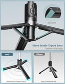 Pnitri New 4 in 1, Selfie Stick Tripod with Remote & Fill Light,45'' Portable Phone & Travel Tripod,Compatible with All Iphone & Android Smartphone,Perfect for Taking Photo & Video Recording & Live Sharing & Vlog,Content Creator Tools