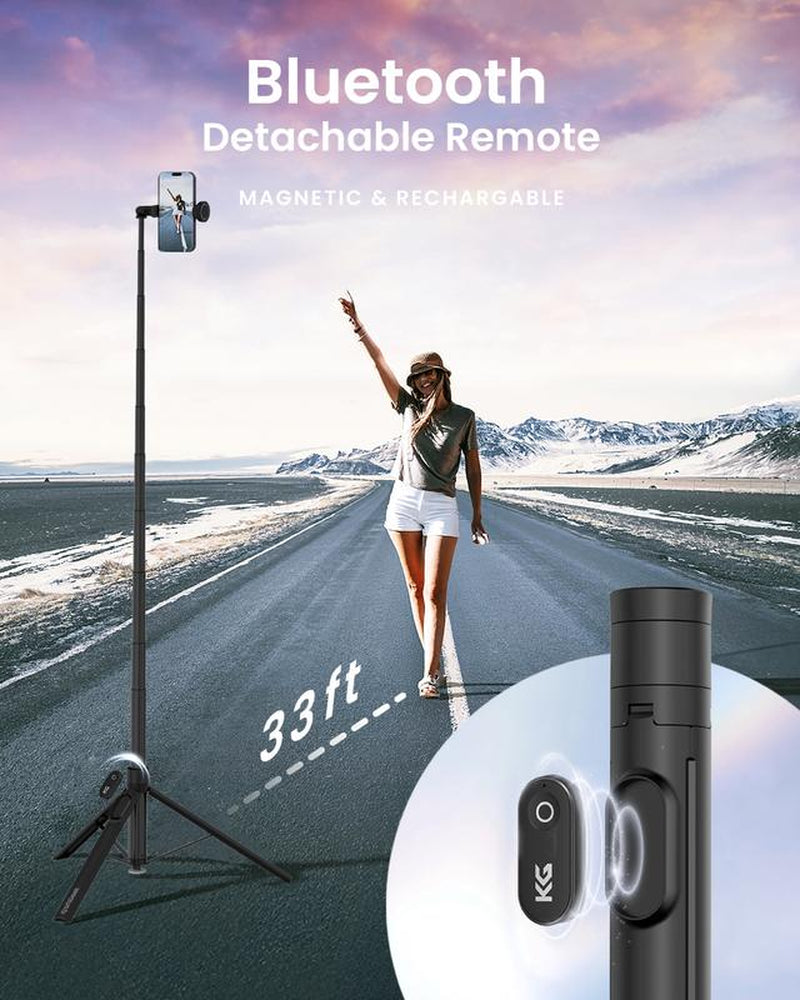 Kraftgeek Automatic Tripod for Iphone, 66" Phone Tripod Selfie Stick for Cell Phone, Tripod Stand with Remote for Video Recording