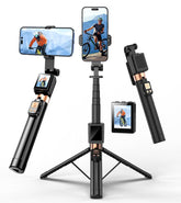 68" Selfie Stick Tripod with Selfie Screen Monitor,Wireless Remote,Light, Phone Holder,Using Phone Rear Camera for Selfie Vlog Live Stream Tiktok， Extendable Cell Phone Tripod, Compatible with Iphone Android Phone Cellphone Smartphone