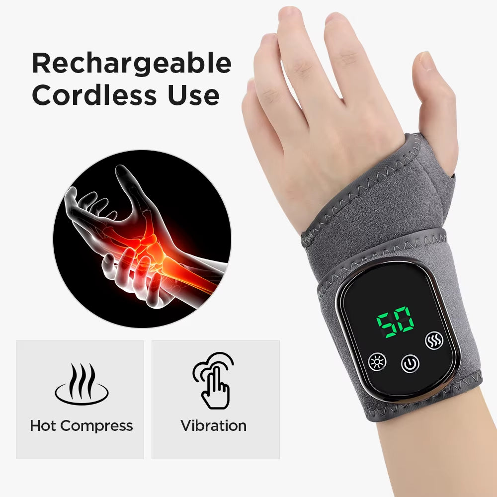 Heated Wrist Wrap with Electric Wrist Support – Adjustable Heat Therapy Brace for Arthritis Relief