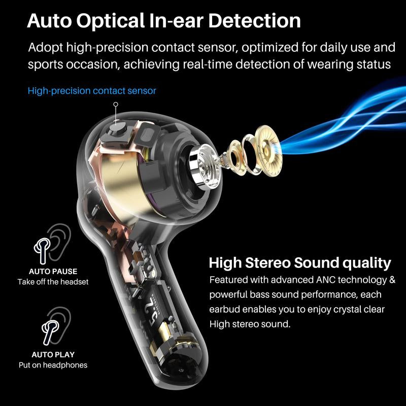 TOZO NC2 Hybrid Active Noise Cancelling Wireless Earbuds Mini Headphones Audio Waterproof In-Ear Earphone Fathersdaygift Headset Electronic