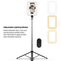 Mybat Pro Selfie Stick, Extendable Spotlight Tripod Stand with 8" Dimmable LED Light, Remote Control Cellphone Holder for Tiktok/Video Recording