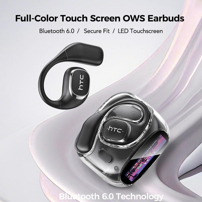 HTC NE11 Open Ear Wireless Earbuds, OWS Touchscreen Bluetooth Wireless Headphones, Bluetooth 6.0 Earphones, Long Battery Life Earbuds IPX5 Waterproof Sports Headphones with Long Endurance, Audio Wireless Earbuds for Music & Phone Calls