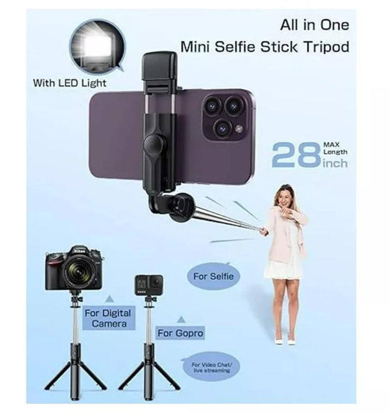Selfie Stick Tripod with Remote Control, Bluetooth- Selfie Portable Tripod Stand Phone Holder Compatible with Iphone Samsung Alloy Aluminum