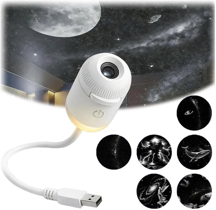 Galaxy Projector for Bedroom, HD Planetarium Star Projector with 6 Interchangeable Discs, Adjustable Focus Night Light for Kids Room Decor, Portable USB Galaxy Light for Sleep & Relaxation