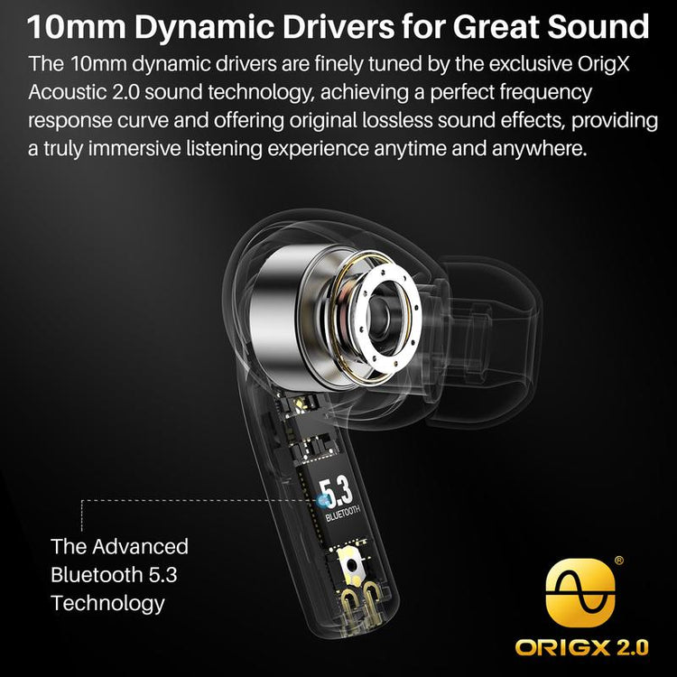 TOZO T20 Wireless Earbuds Bluetooth Headphones 48.5 Hrs Playtime with LED Digital Display Audio Earphones Noise Electronic Headset Charging Chargeable Mini Headphones In-Ear Earphone Fathersdaygift