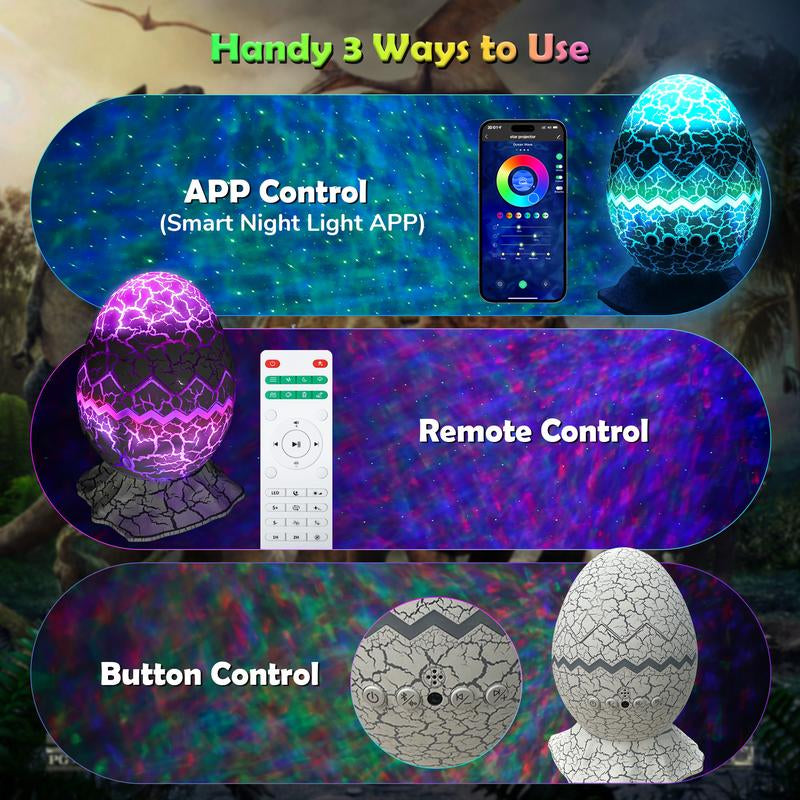 Flylily Dinosaur Egg Galaxy Projector, Therapy-Grade White Noise with BT 5.1 Speaker | Smart Remote/App Control for Nursery, Meditation Rooms & Bedrooms | Zen Night Light for Kids/Adults, Birthday/ Christmas Decor Neon Signs Sunsetlamps Lava Lamp