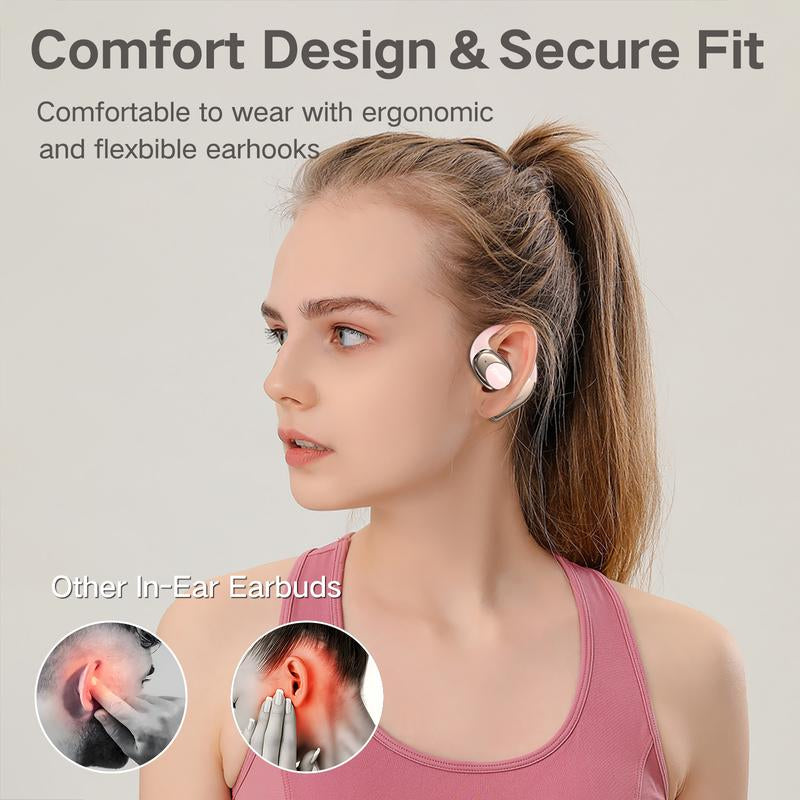 ZIHNIC S09 Wireless OWS Headphones，Bluetooth Open Ear Earphones with Minc，Long Battery Life，Wireless Earbuds Headset Portable Earbuds