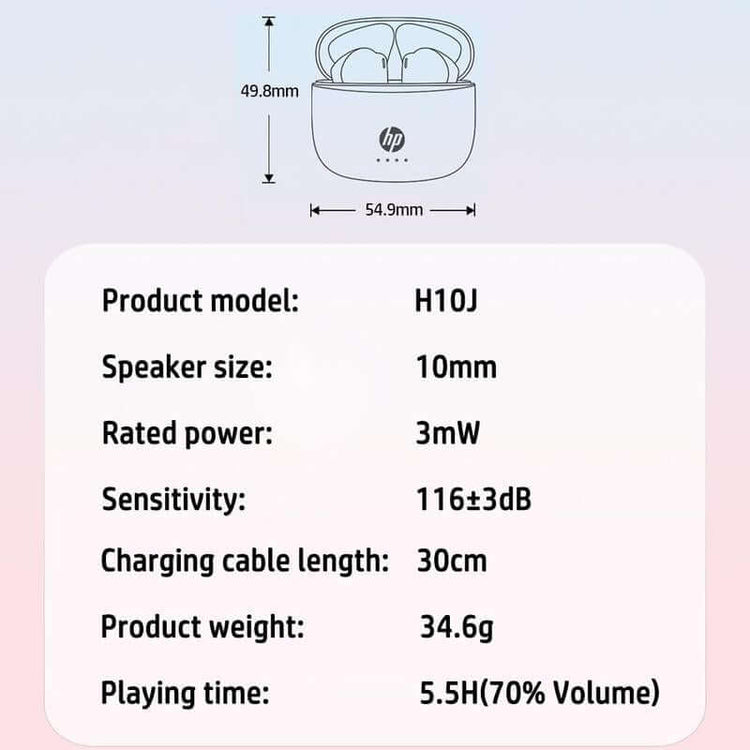 HP Wireless Earbuds, Semi-In-Ear Design Noise Cancelling Headphones, Stereo Bass Earphones, IPX4 Waterproof Sports Earphones, Lightweight Wireless Earbuds, Stereo Sound Headphone, Electronic