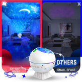 Star Projector Galaxy Light projecting colorful stars and moon in a cozy living room, enhancing ambiance for any occasion.