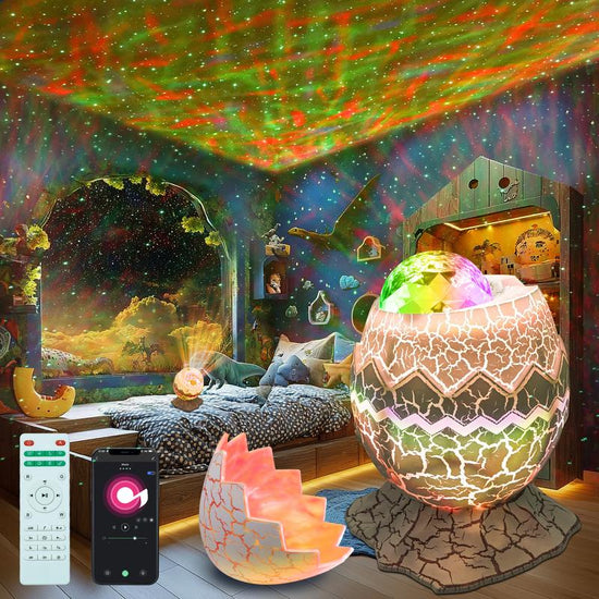 Flylily Dinosaur Egg Galaxy Projector, Therapy-Grade White Noise with BT 5.1 Speaker | Smart Remote/App Control for Nursery, Meditation Rooms & Bedrooms | Zen Night Light for Kids/Adults, Birthday/ Christmas Decor Neon Signs Sunsetlamps Lava Lamp