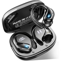 Ark Ecart Wireless Earbud, Bluetooth 5.3 Headphones Pure Bass Sound with Earhooks, 75H Battery Over-Ear Headphones, Audio Earphones Headset