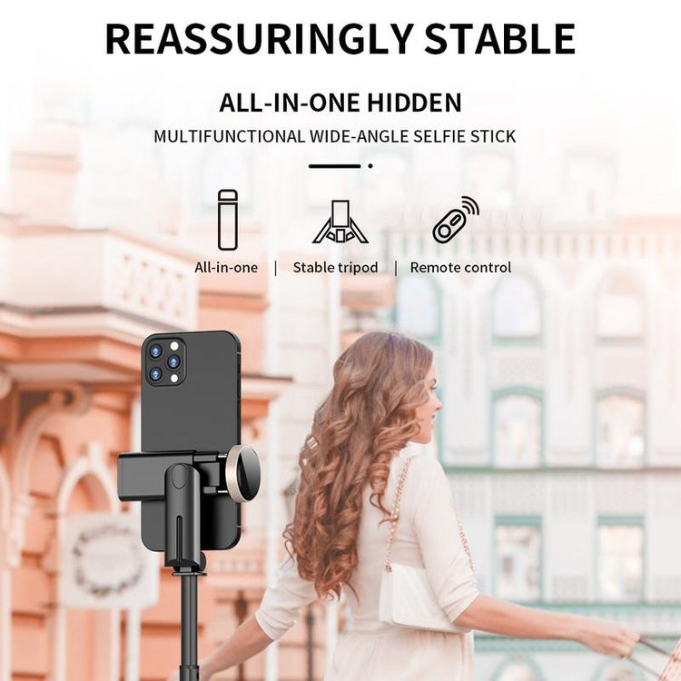 HANENO Portable Selfie Stick Tripod with Remote Bluetooth, Telescopic Design for Iphone, Upgraded Tripod for Travel and Recording Vlogging Kit Camera Stabilizer Electronic Gadgets Aluminum Android Cellphone Smartphone Tk Q12 Black