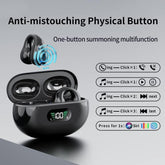 Open Earbuds, Wireless Bone Conduction Earphone Bluetooth 5.3 Clip Ear Hifi Sound Quality Waterproof TWS Headset Sports Gaming Headphones Headphones Bluetooth