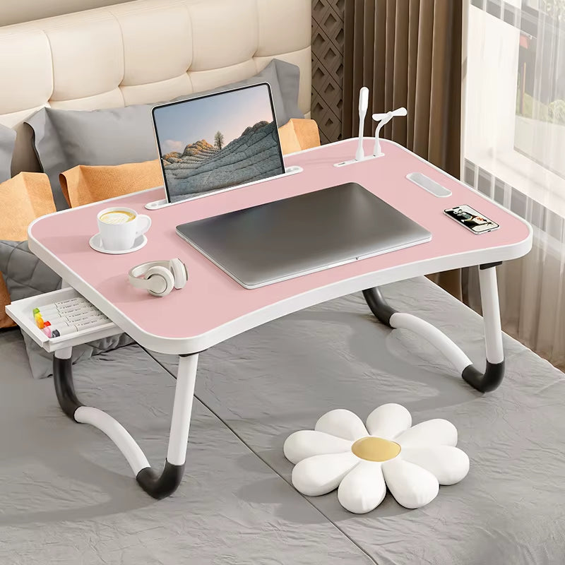 Portable Laptop Desk with USB Light and Adjustable Height – Foldable Laptop Table for Comfort