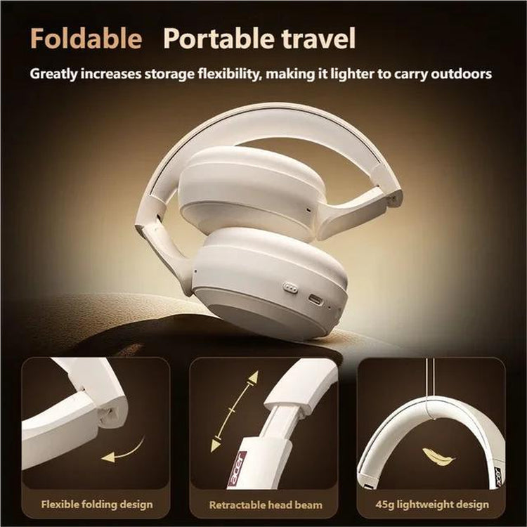 Foldable wireless headphones for music lovers with lightweight design and flexible storage options.