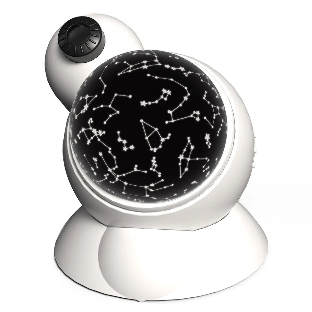 Planetarium Style Galaxy Projector showcasing a detailed star pattern on a globe-shaped design to create an immersive night sky.