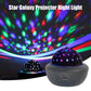 Galaxy Projector Night Light casting colorful stars and celestial patterns on the ceiling, creating a magical atmosphere.