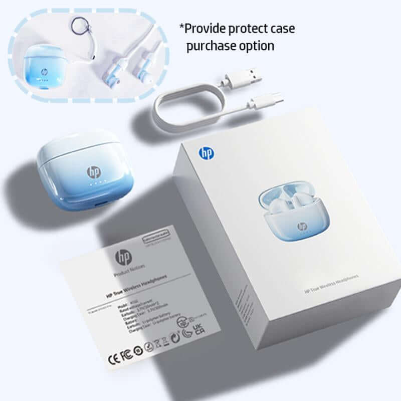 HP Wireless Earbuds, Semi-In-Ear Design Noise Cancelling Headphones, Stereo Bass Earphones, IPX4 Waterproof Sports Earphones, Lightweight Wireless Earbuds, Stereo Sound Headphone, Electronic