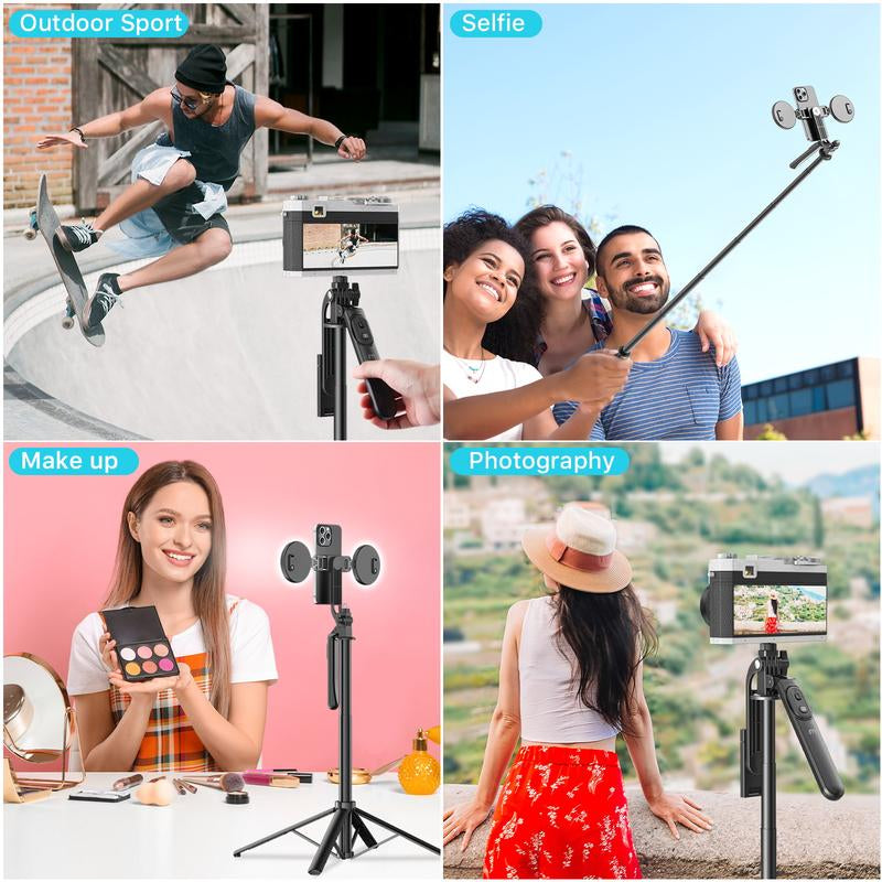 Mybat Pro Selfie Stick Spotlight Tripod Stand with Dimmable LED Light, Tripod with Balance Handle & Wireless Remote