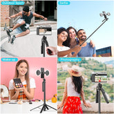 Mybat Pro Selfie Stick Spotlight Tripod Stand with Dimmable LED Light, Tripod with Balance Handle & Wireless Remote