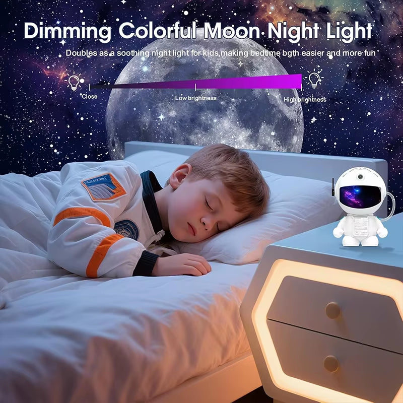 Astronaut Galaxy Projector illuminating a child&