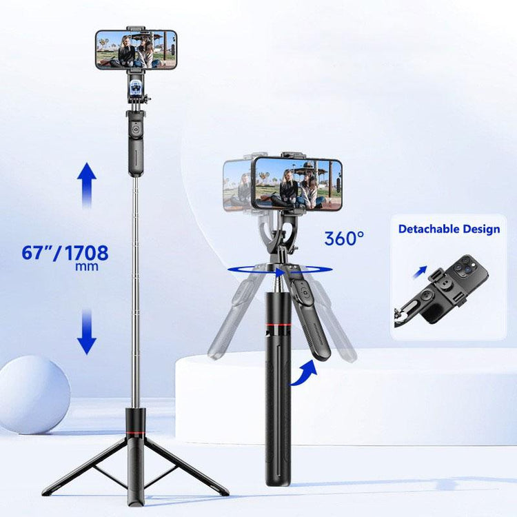 67" Phone Tripod Selfie Stick with Remote,Portable Extendable Aluminum Selfie Stick Phone Stand Compatible with Cell Phone/Camera/Ring Light/Dji/Gopro