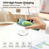 TOZO W6 Wireless Magnetic Charger, 15W Fast Charging Pad with Aviation Aluminum Numerical Control Technology Compatible with Iphone 15 14 13 Series, Samsung Galaxy Series (NO AC Adapter) Fathersdaygift Cellphone Smartphone