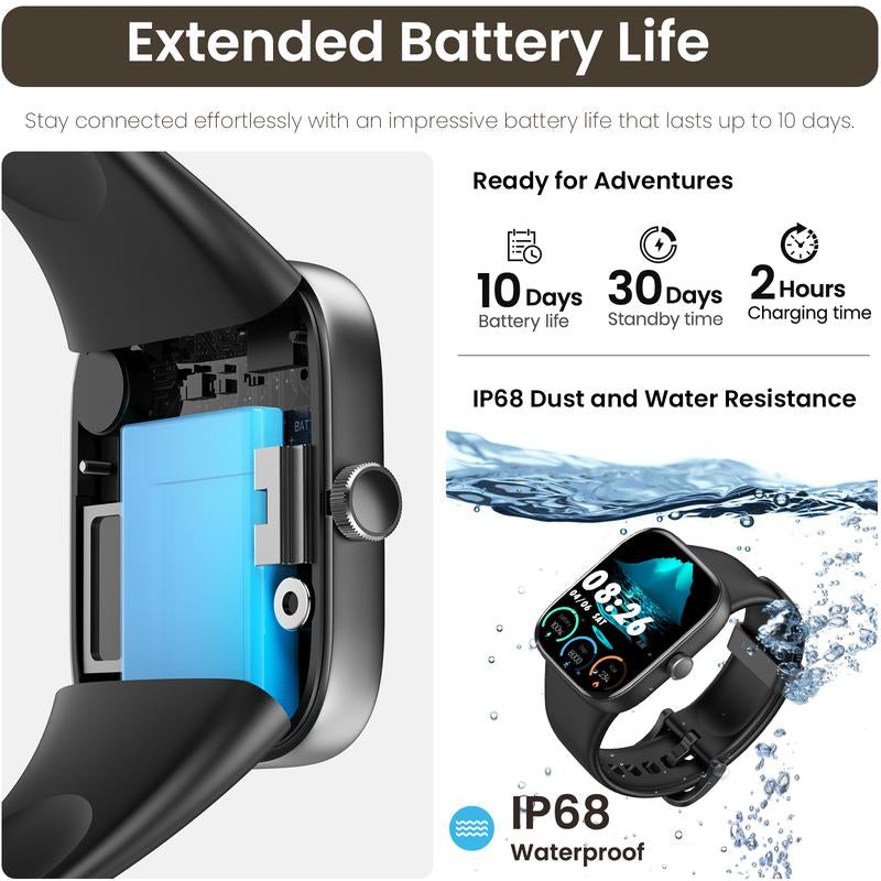 TOZO S7 Smartwatch Bluetooth Call AMOLED Ultra HD Screen,Dynamic Dials Messages Push 100+ Sports Modes,Detect Human Health (Heart Rate,Blood Oxygen)With High Battery Life Touch Screen Watch Black Fathersdaygift Wristwatch Wearable Phone Smartphone