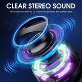 Magnetic Bluetooth Speaker RGB showcasing clear stereo sound with vibrant RGB lighting and dynamic driver.