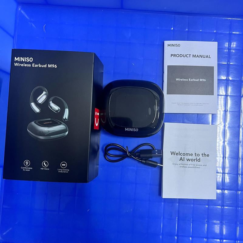 MINISO Earbuds, Wireless Earphones, Open Ear Design Wireless Headphones, BT5.4 Full Color Display Touch Screen IPX5 Waterproof Headset, Audio