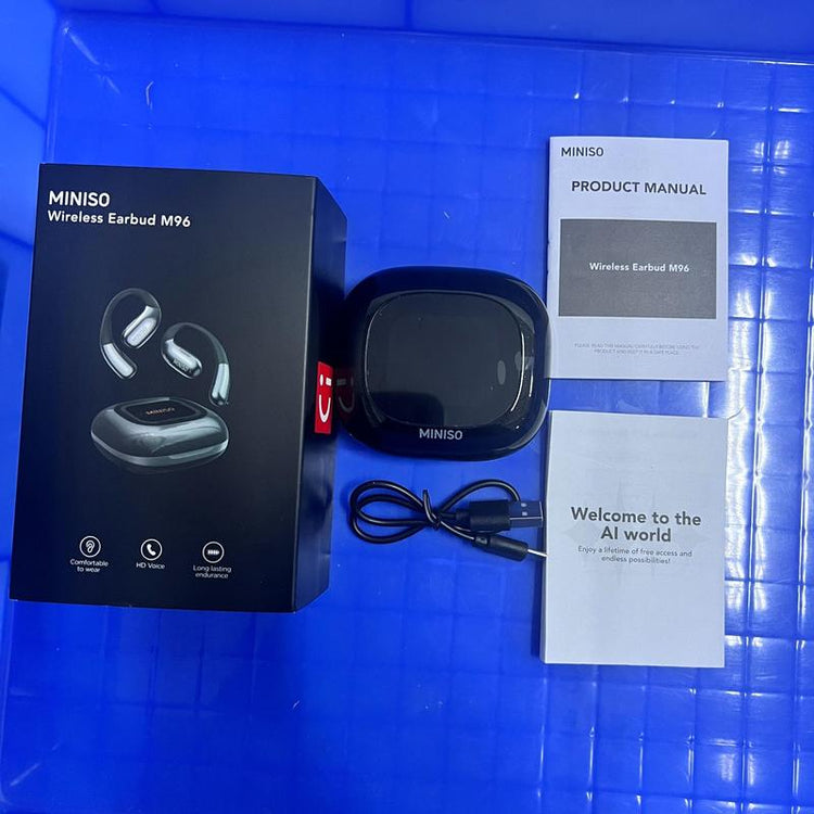 MINISO Earbuds, Wireless Earphones, Open Ear Design Wireless Headphones, BT5.4 Full Color Display Touch Screen IPX5 Waterproof Headset, Audio