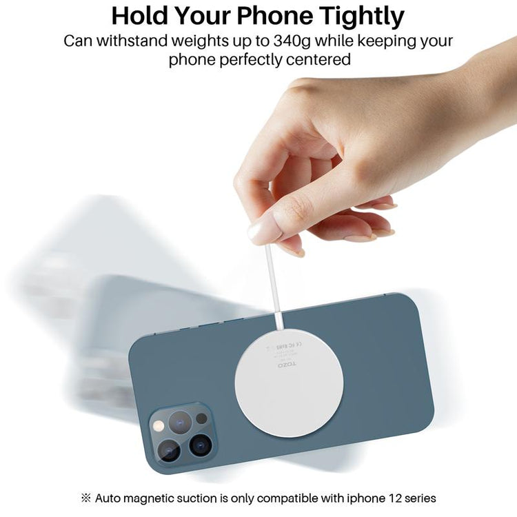 TOZO W6 Wireless Magnetic Charger, 15W Fast Charging Pad with Aviation Aluminum Numerical Control Technology Compatible with Iphone 15 14 13 Series, Samsung Galaxy Series (NO AC Adapter) Fathersdaygift Cellphone Smartphone