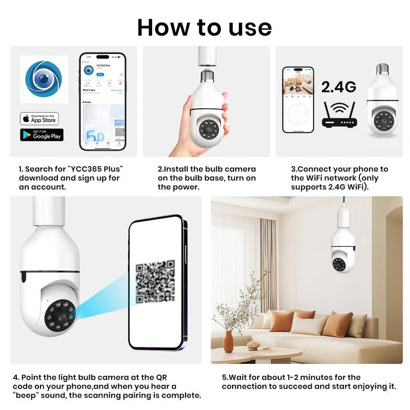 Smart home light bulb security camera