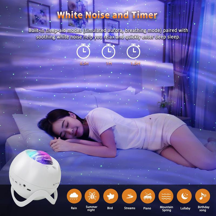 Northern Lights Projector Galaxy Projector for Bedroom, White Noise Bluetooth Speaker Star Projector, Suitable Gaming, Home Theater, Adult, Christmas Mood Night Light
