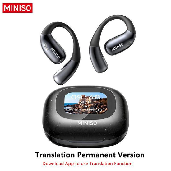 MINISO Earbuds, Wireless Earphones, Open Ear Design Wireless Headphones, BT5.4 Full Color Display Touch Screen IPX5 Waterproof Headset, Audio