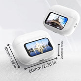 Full Color Display Wireless Earbuds with vibrant LCD screen showing iconic landmarks.
