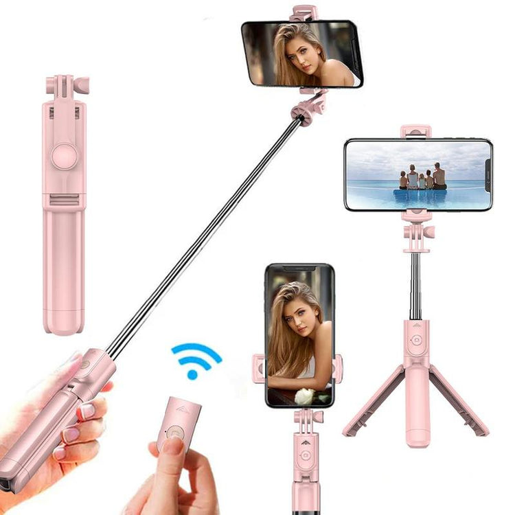 Portable Telescopic Selfie Stick Tripod with Remote Control, Bluetooth-Compatible Selfie Tripod Stand, Universal Extensible Wireless Selfie Tripod, Smartphone Cellphone Selfie Tripod for Recording, Travel Tripod