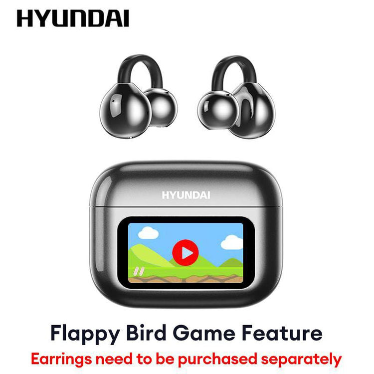 HYUNDAI M100 Clip-On Ear Headphones with Audio-Visual Touch Screen, Wireless Audio Headphones for Music & Phone Calls, Sport Waterproof & Sweatproof, with 2025 Bluetooth 6.0 for Faster, Stable Connection & Low Power Use