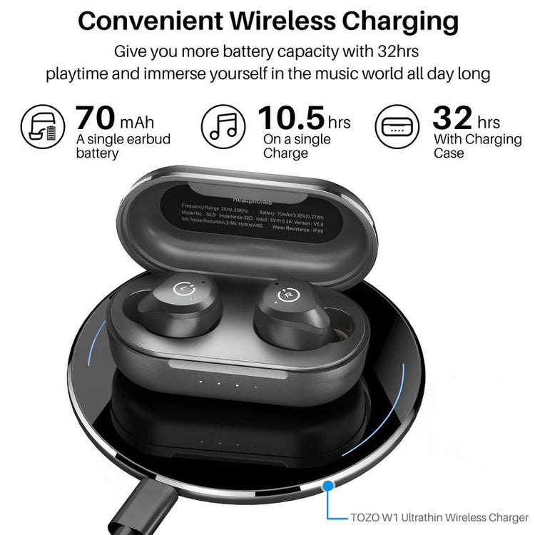 TOZO NC9 Hybrid Active Noise Cancelling Wireless Earbuds High Quality Headphones Bluetooth Audio Electronic Headset Noisecancellingheadphones Headphones Bluetooth Earbuds Gym Traveling