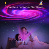 Astronaut Galaxy Projector shining stars in a cozy bedroom with a girl and her mother enjoying the ambiance.