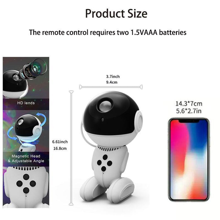 Galaxy Robot Projector, Rotatable and Adjustable, Night Light Space Nebula Black Hole Lamp with Remote Control, Astronaut Galaxy Star Night Light Robot Astronaut, Suitable for Bedroom, Christmas, Birthday, Holiday Gifts