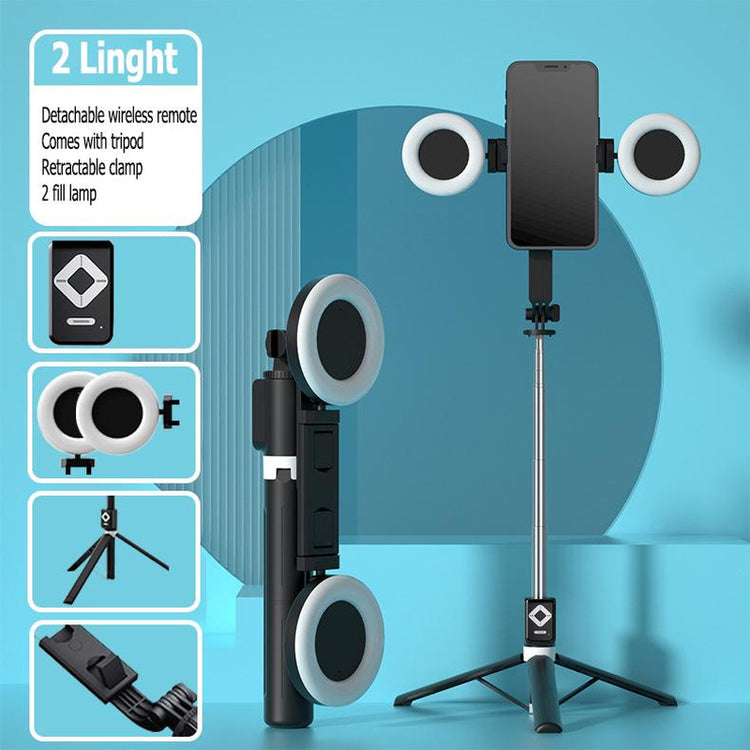 IMOLI Upgraded 67-Inch Telescopic Multi-Function Mobile Phone Selfie Stick with Dual Fill Light, Built-In Tripod and Wireless Remote Control