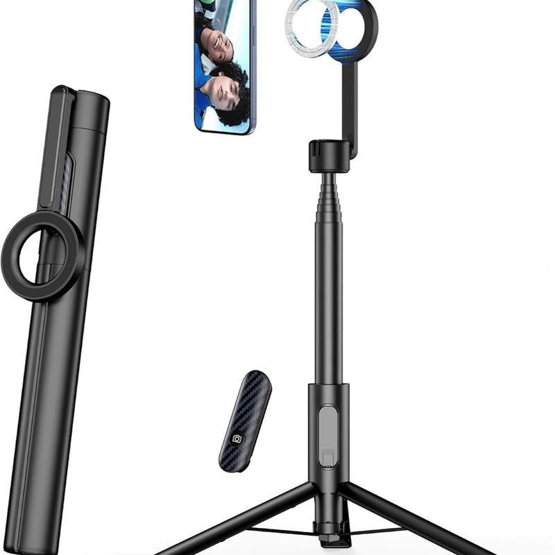 “64″ Magnetic Selfie Stick Tripod with Bluetooth Remote – MagSafe & Android Compatible Phone Stand”