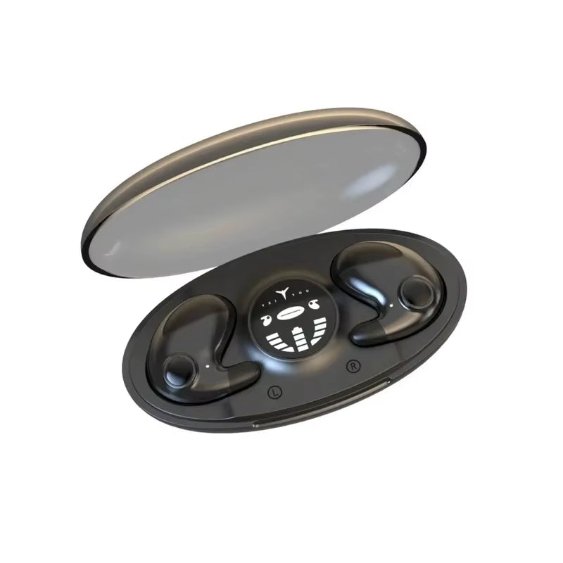 Invisible Sleep Wireless Earbuds in charging case, showcasing ergonomic design for comfort during sleep.
