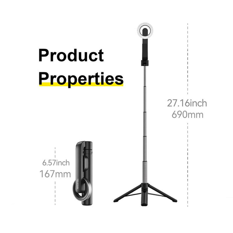 【Dealsforyoudays】Telesin Magnetic Selfie Stick Tripod with Bluetooth Remote Control, 27" Extendable Phone Stand Tripod for Magsafe for Iphone 15 14 13 12 Pro Max Series, All Android Phones with Magnetic Functionality