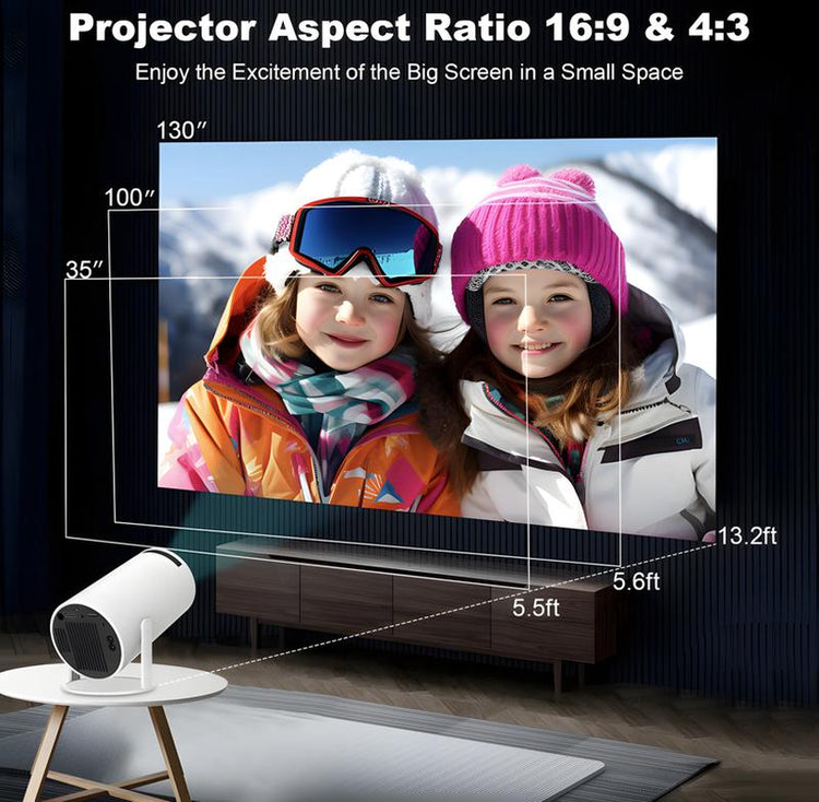 Haoye Portable Projector,5G Wifi&Bluetooth,Bt 5.2,200 Inch Screen,Built-In Speaker,Home Outdoor Video Projector with Android 11 System Projectors