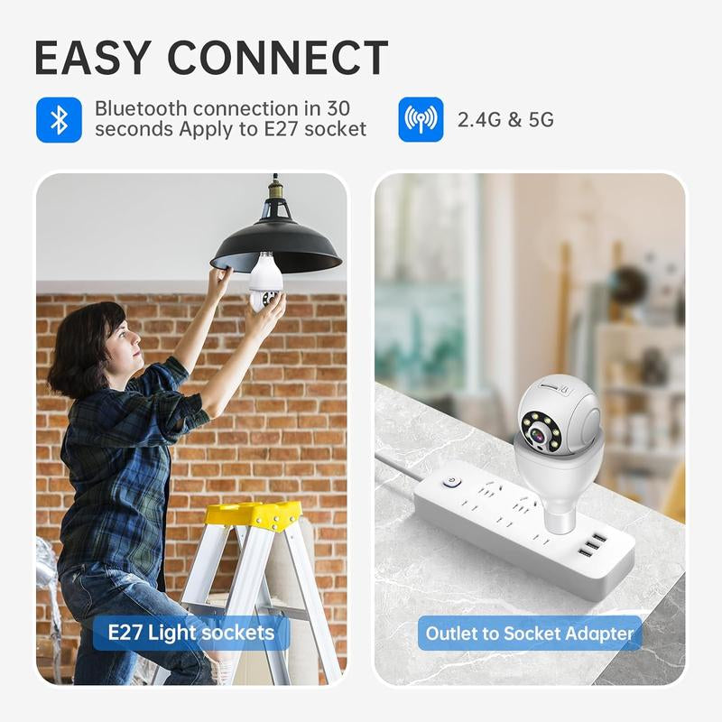 360-degree wireless bulb security camera 2K